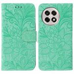 For OnePlus Ace 5 Pro / Ace 5 Lace Flower Embossing Flip Leather Phone Case(Green)