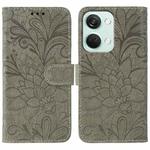 For OnePlus Nord 3 5G / Ace 2V Lace Flower Embossing Flip Leather Phone Case(Grey)