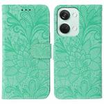 For OnePlus Nord 3 5G / Ace 2V Lace Flower Embossing Flip Leather Phone Case(Green)