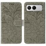 For OnePlus Nord 4 Lace Flower Embossing Flip Leather Phone Case(Grey)