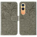 For OnePlus Nord CE4 Lite Global Lace Flower Embossing Flip Leather Phone Case(Grey)