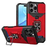 For iPhone 16 Pro Max Camera Shield Card Slot PC+TPU Phone Case(Red)