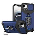 For iPhone 16e Camera Shield Card Slot PC+TPU Phone Case(Blue)