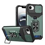 For iPhone 16e Camera Shield Card Slot PC+TPU Phone Case(Dark Green)