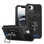 For iPhone 16e Camera Shield Card Slot PC+TPU Phone Case(Black)