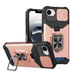 For iPhone 16e Camera Shield Card Slot PC+TPU Phone Case(Rose Gold)