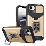 For iPhone 16e Camera Shield Card Slot PC+TPU Phone Case(Gold)