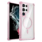 For Samsung Galaxy S22 Ultra 5G Transparent MagSafe Magnetic Phone Case(Pink)