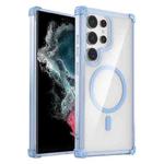 For Samsung Galaxy S22 Ultra 5G Transparent MagSafe Magnetic Phone Case(Blue)