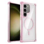 For Samsung Galaxy S23 5G Transparent MagSafe Magnetic Phone Case(Pink)
