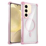 For Samsung Galaxy S24 5G Transparent MagSafe Magnetic Phone Case(Pink)