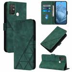 For ZTE Blade A52 Crossbody 3D Embossed Flip Leather Phone Case(Green)