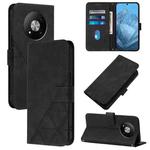 For ZTE Blade A73 5G Crossbody 3D Embossed Flip Leather Phone Case(Black)