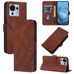 For ZTE Blade V50 Vita Crossbody 3D Embossed Flip Leather Phone Case(Brown)