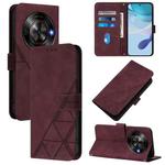 For ZTE Blade A75 5G / Nubia Focus Crossbody 3D Embossed Flip Leather Phone Case(Wine Red)