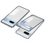 For Google Pixel 7 Snap Buckle Metal Frame Frosted Phone Case(Blue)