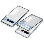 For Google Pixel 7 Pro Snap Buckle Metal Frame Frosted Phone Case(Blue)