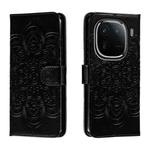 For vivo iQOO 12 Sun Mandala Embossing Pattern Phone Leather Case(Black)