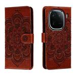 For vivo iQOO 12 Sun Mandala Embossing Pattern Phone Leather Case(Brown)