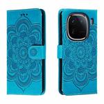 For vivo iQOO 12 Sun Mandala Embossing Pattern Phone Leather Case(Blue)