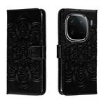 For vivo iQOO 12 Pro Sun Mandala Embossing Pattern Phone Leather Case(Black)