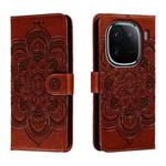 For vivo iQOO 12 Pro Sun Mandala Embossing Pattern Phone Leather Case(Brown)