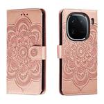 For vivo iQOO 12 Pro Sun Mandala Embossing Pattern Phone Leather Case(Rose Gold)