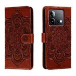 For vivo iQOO Neo8 Sun Mandala Embossing Pattern Phone Leather Case(Brown)