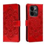 For vivo iQOO Z9X Sun Mandala Embossing Pattern Phone Leather Case(Red)