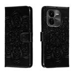 For vivo iQOO Z9X Sun Mandala Embossing Pattern Phone Leather Case(Black)