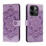 For vivo iQOO Z9X Sun Mandala Embossing Pattern Phone Leather Case(Purple)