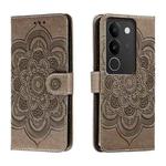 For vivo S17 Sun Mandala Embossing Pattern Phone Leather Case(Grey)