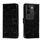 For vivo S17 Sun Mandala Embossing Pattern Phone Leather Case(Black)