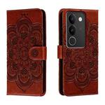 For vivo S17 Sun Mandala Embossing Pattern Phone Leather Case(Brown)