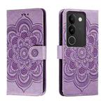 For vivo S17 Sun Mandala Embossing Pattern Phone Leather Case(Purple)