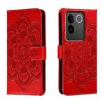 For vivo S17e Sun Mandala Embossing Pattern Phone Leather Case(Red)