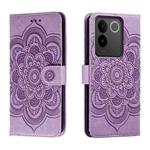 For vivo S17e Sun Mandala Embossing Pattern Phone Leather Case(Purple)