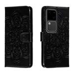 For vivo S18 Sun Mandala Embossing Pattern Phone Leather Case(Black)