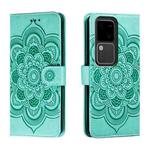 For vivo S18 Sun Mandala Embossing Pattern Phone Leather Case(Green)
