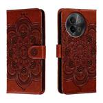 For vivo S18e Sun Mandala Embossing Pattern Phone Leather Case(Brown)