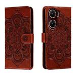 For vivo V29e Sun Mandala Embossing Pattern Phone Leather Case(Brown)