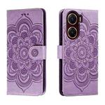 For vivo V29e Sun Mandala Embossing Pattern Phone Leather Case(Purple)