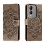 For vivo Y17S Sun Mandala Embossing Pattern Phone Leather Case(Grey)