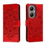 For vivo Y35M+ Sun Mandala Embossing Pattern Phone Leather Case(Red)