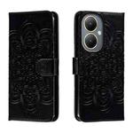 For vivo Y35M+ Sun Mandala Embossing Pattern Phone Leather Case(Black)