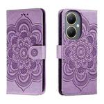 For vivo Y35M+ Sun Mandala Embossing Pattern Phone Leather Case(Purple)