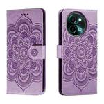 For vivo Y38 Sun Mandala Embossing Pattern Phone Leather Case(Purple)