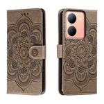 For vivo Y78 Sun Mandala Embossing Pattern Phone Leather Case(Grey)