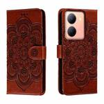 For vivo Y78 Sun Mandala Embossing Pattern Phone Leather Case(Brown)