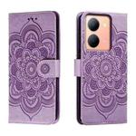 For vivo Y78 Sun Mandala Embossing Pattern Phone Leather Case(Purple)